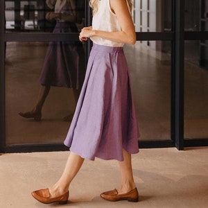 Linen Skirt, Summer Style, Womens Clothing, Flare Skirt, Pool Party Skirt, Midi Linen Skirt, Wedding Guest Skirt,Cocktail Skirt,Garden Party