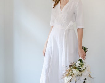 Robe de mariée en lin, Autre robe de mariée, Robe de mariée décontractée, Robe de mariée simple, Moderne milieu du siècle, Robe de mariée printanière, Rustique