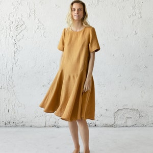 Linen Dress, Loose Linen Dress, Linen Tea Dress, Spring Linen Dress, Linen Sundress, Maternity Dress, Pockets Dress, Women Summer Outfit, image 2