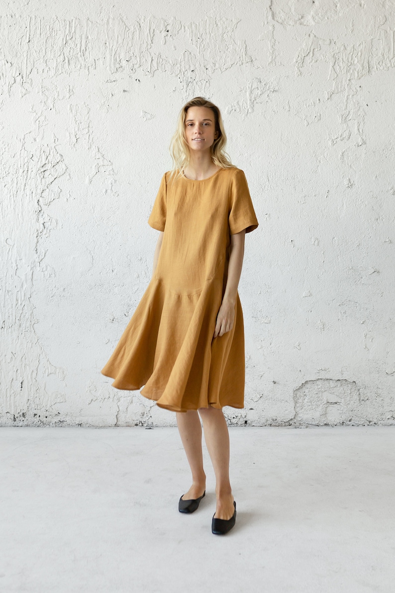 Linen Dress, Loose Linen Dress, Linen Tea Dress, Spring Linen Dress, Linen Sundress, Maternity Dress, Pockets Dress, Women Summer Outfit, image 2