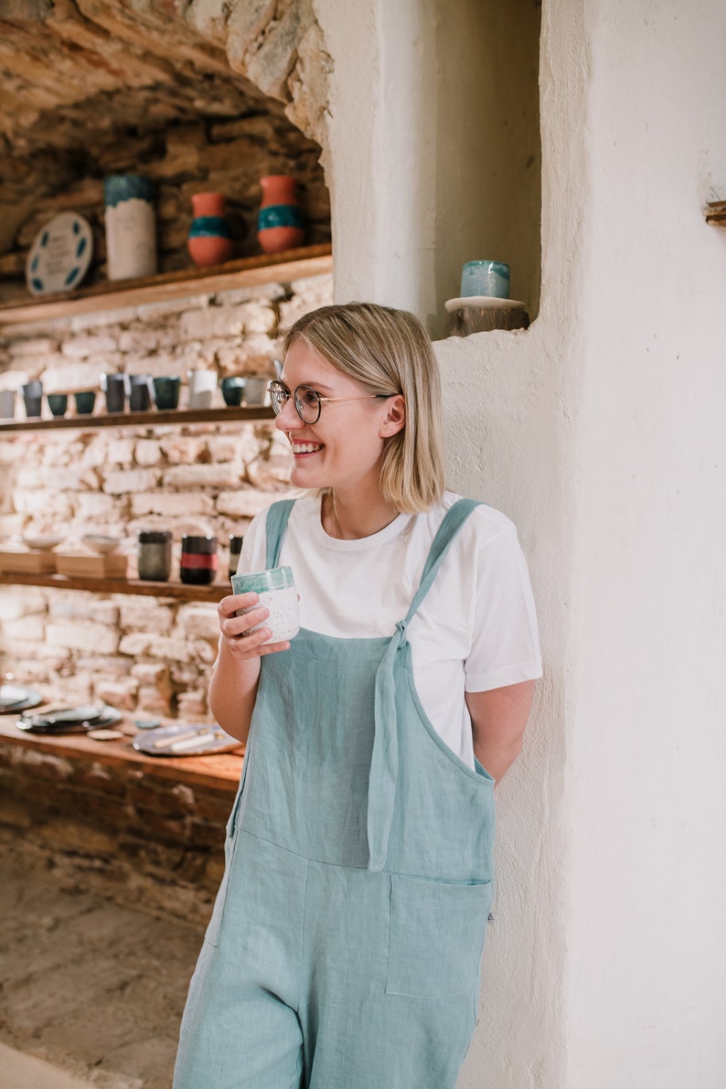 Linen Jumpsuit Linen Dungarees Plus Size Clothing Linen Etsy