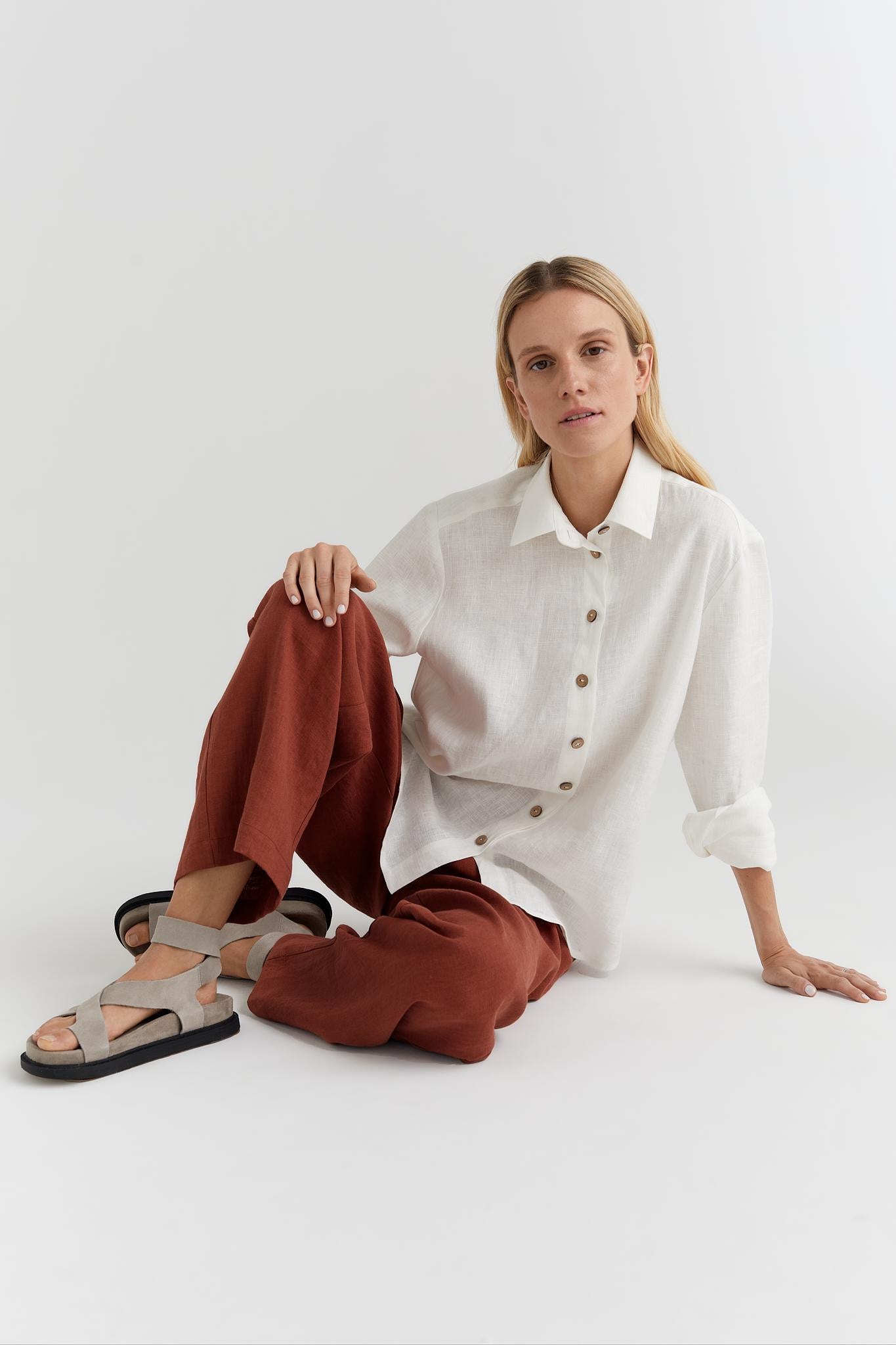 Long Sleeve Shirt, Womens Clothing, White Collared Shirt, Linen Clothing, Casual Office Shirt, Spring Clothing, Button Down Shirt, Everyday