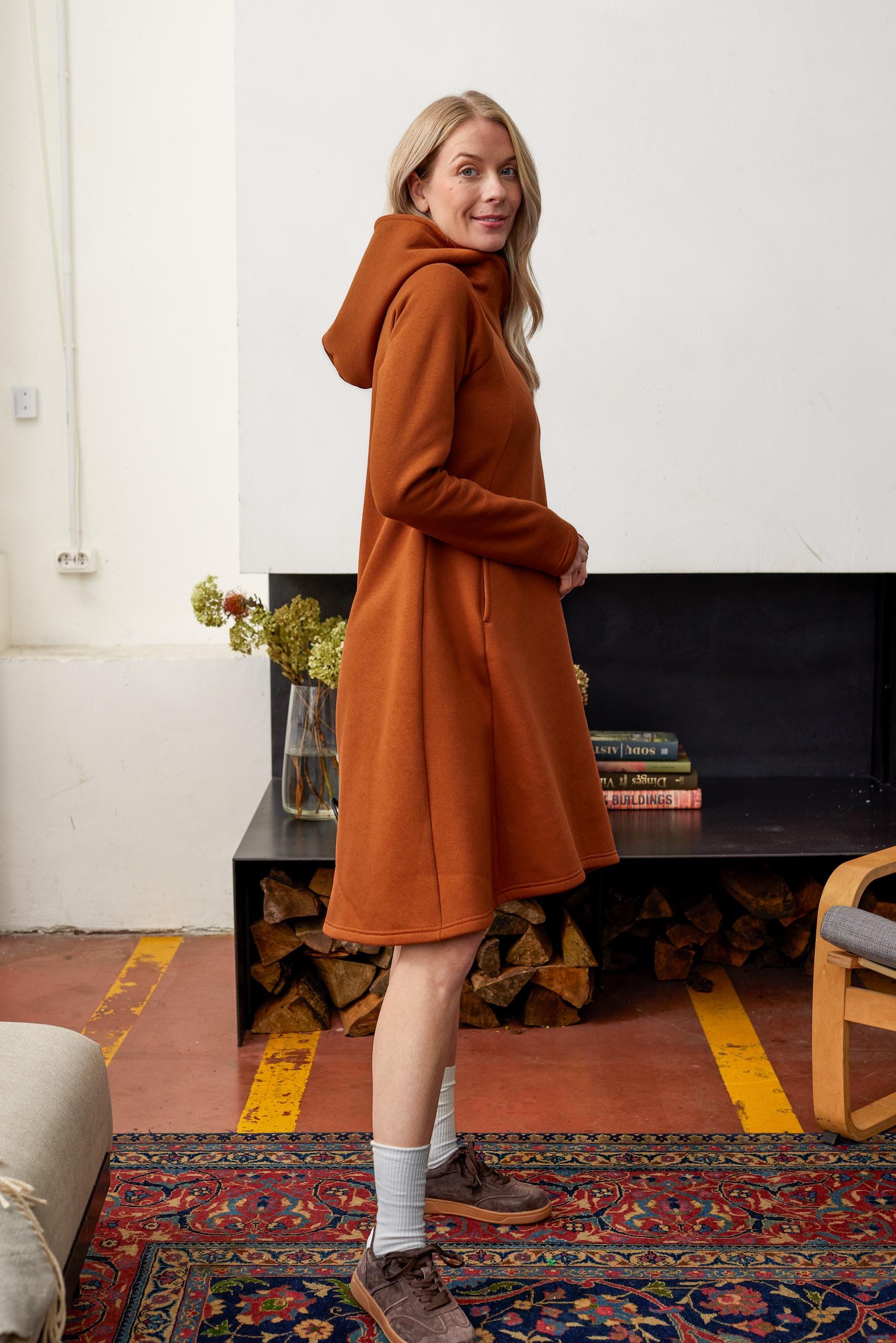 chinese dress ladies Miessial Women's Oversized Loose Sweater Mini Dress Comfy Knit Elasticity Sweater  Dress Brick Red 12-14 at Amazon Women's Clothing store