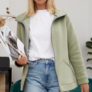 Comfy cotton sweater for women, perfect zipper sweatshirt for the winter available in 9 colors