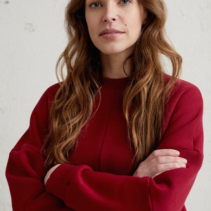 Burgundy Sweater Dress, Spring Sweater Dress, Womens Clothing, Sweatshirt Dress, Cotton Dress, Midi Sweater Dress, Minimalist Dress