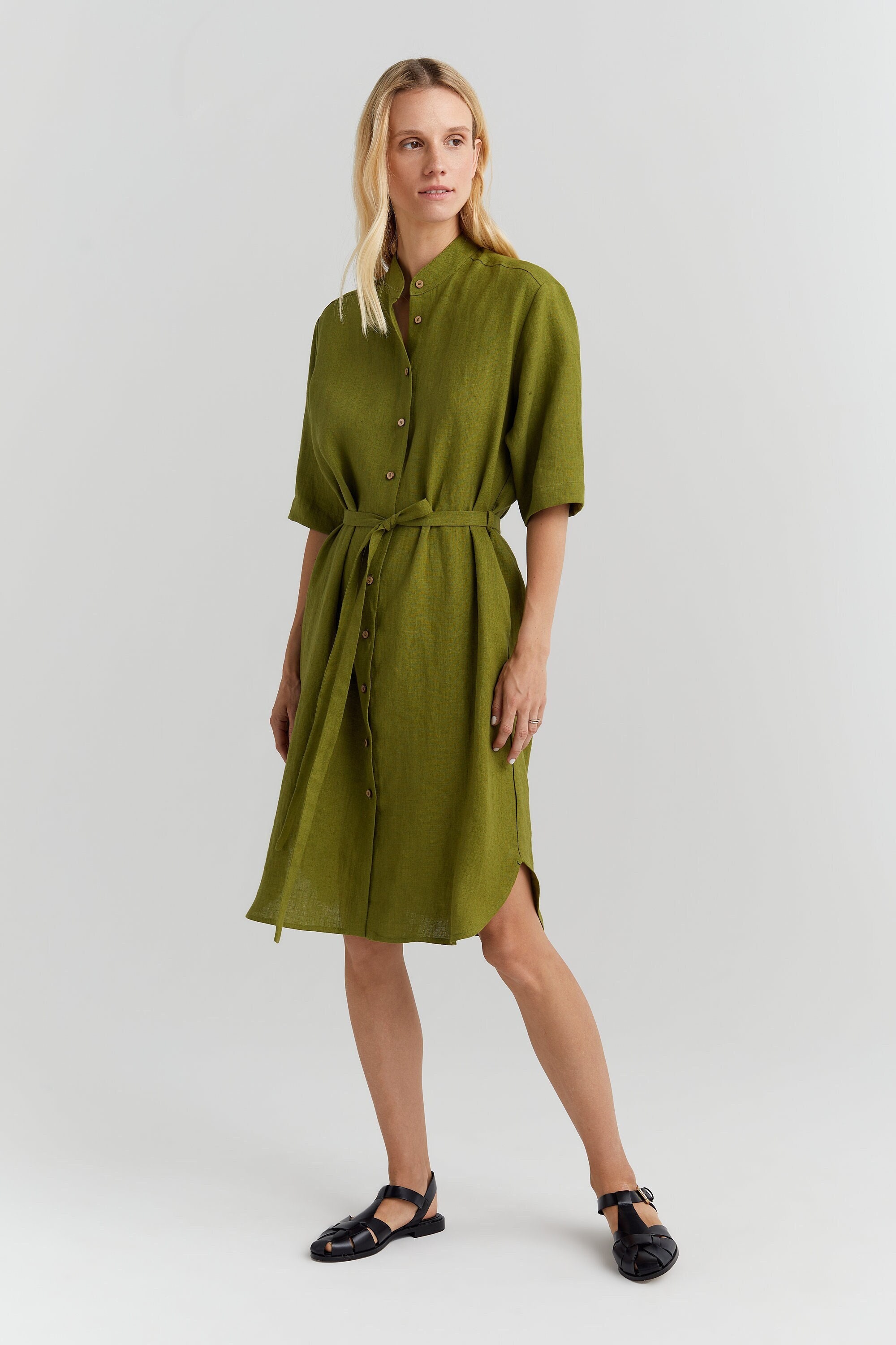 Linen Shirt Dress, Green Dress, Midi Shirtdress, Boho Dress, Womens Summer Dresses, Minimalist Dress, Mid Century Modern, Cottagecore Dress Linen Shirt Dress, Green Dress, Midi Shirtdress, Boho Dress, Womens Summer Dresses, Minimalist Dress, Mid Century Modern, Cottagecore Dress