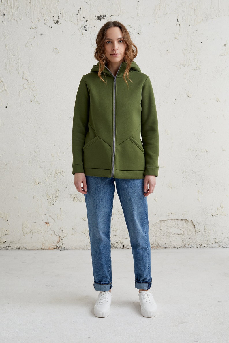 Hoodie med dragkedja, Vinterhoodie, Unika sista minuten-presenter, Damkläder, Jackor och kappor, Casualhoodie, Varm hoodie med fickor bild 3