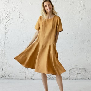 Linen Dress, Loose Linen Dress, Linen Tea Dress, Spring Linen Dress, Linen Sundress, Maternity Dress, Pockets Dress, Women Summer Outfit, image 1