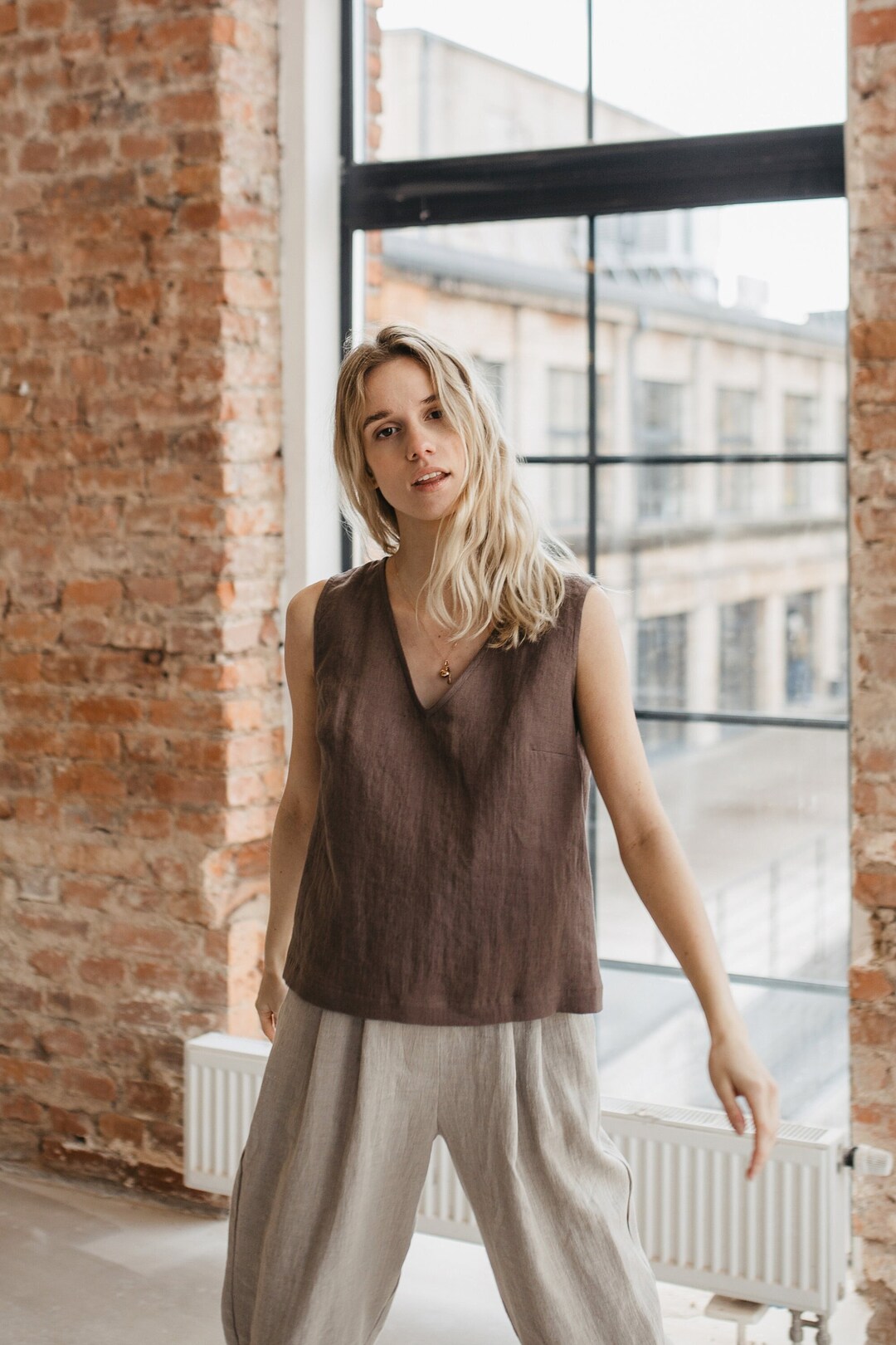 トップス LINEN SLUB TANK TOP teak brown il_1080xN.3817488835_msg2.jpg