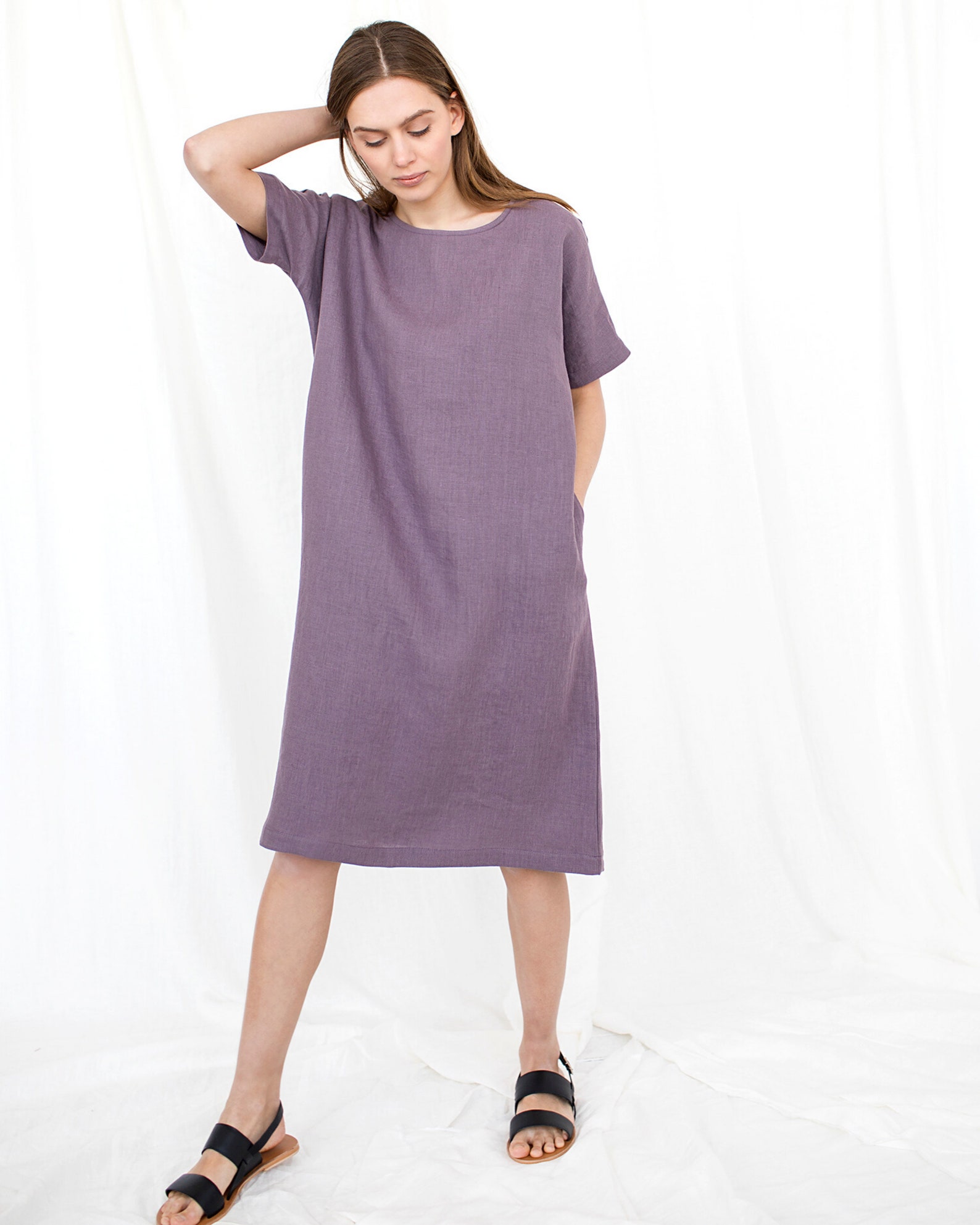 Lithuanian Linen Dress Comfy Dress Loose Linen Dress Plus Etsy