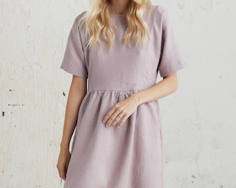 Mid Century Modern, Modest Dress, Summer Linen Dress, Casual Dress, Everyday Linen Dress, Linen Midi Dress, Simple Linen Dress, Minimalist