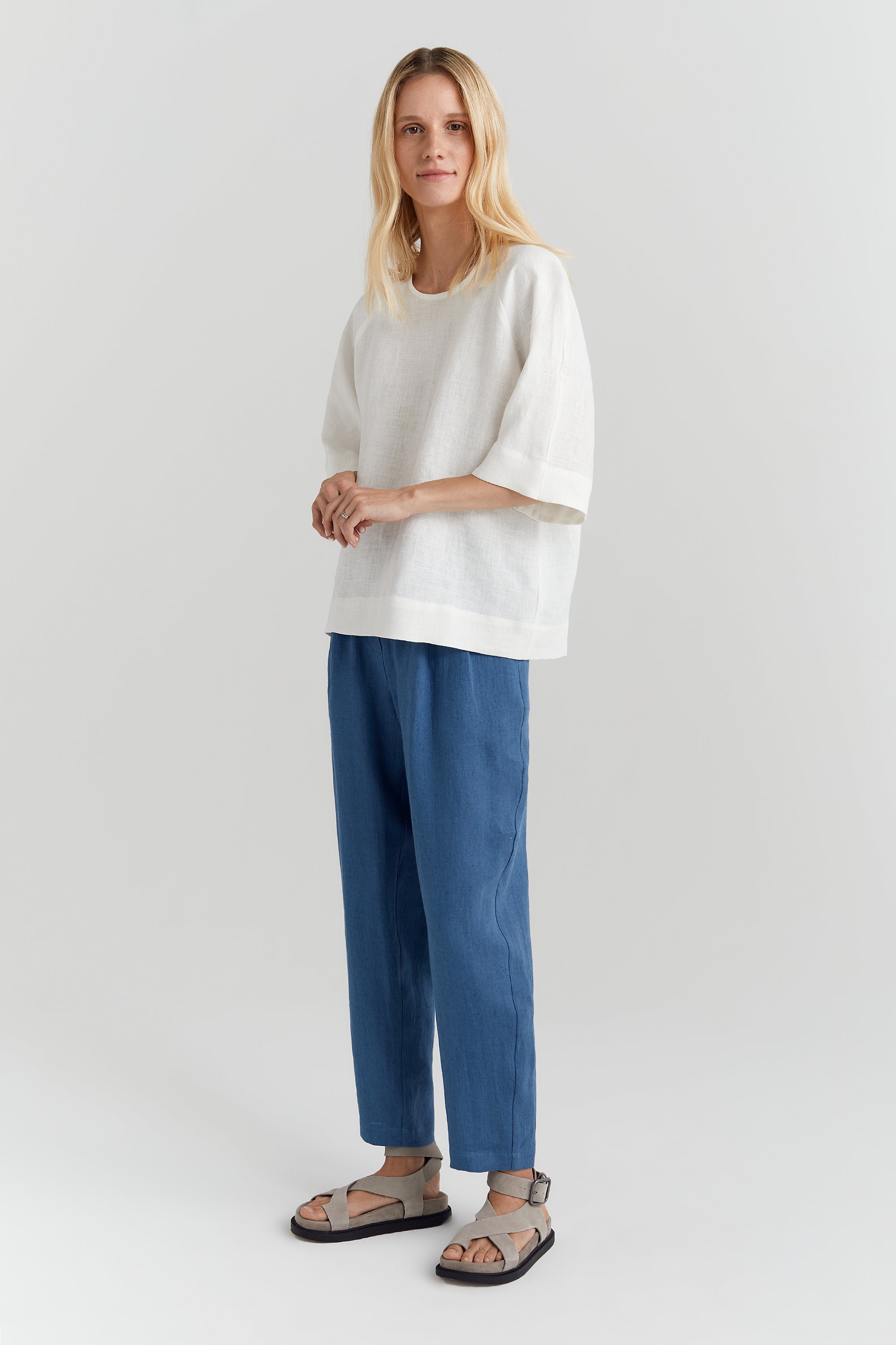 Blue Linen Pants, Summer Style, Womens Clothing, Summer Office Pants ... — free download