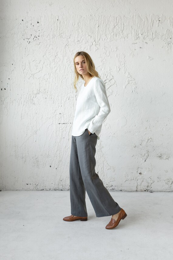 Wide Leg Pants Women Linen Pants Linen Trousers Loose Linen Pants Summer Linen Pants Elastic Waist Pants Casual Trousers Comfy Pants Etsy Ireland