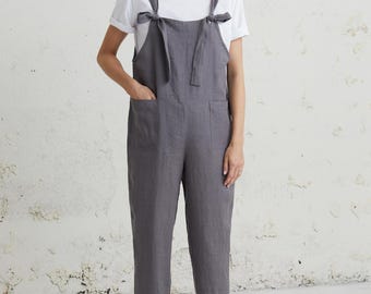 Summer Jumpsuit, Gray Linen Jumpsuit, Linen Clothing, Garden Jumpsuit, Women Linen Overall, Maternity Jumpsuit, Casual Jumpsuit, Minimalist