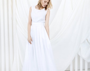 Robe de mariée modeste, Robe de mariée minimaliste, Robe de mariée en lin, Robe de mariée alternative, Robe de mariée des années 80, Robe longue dos nu