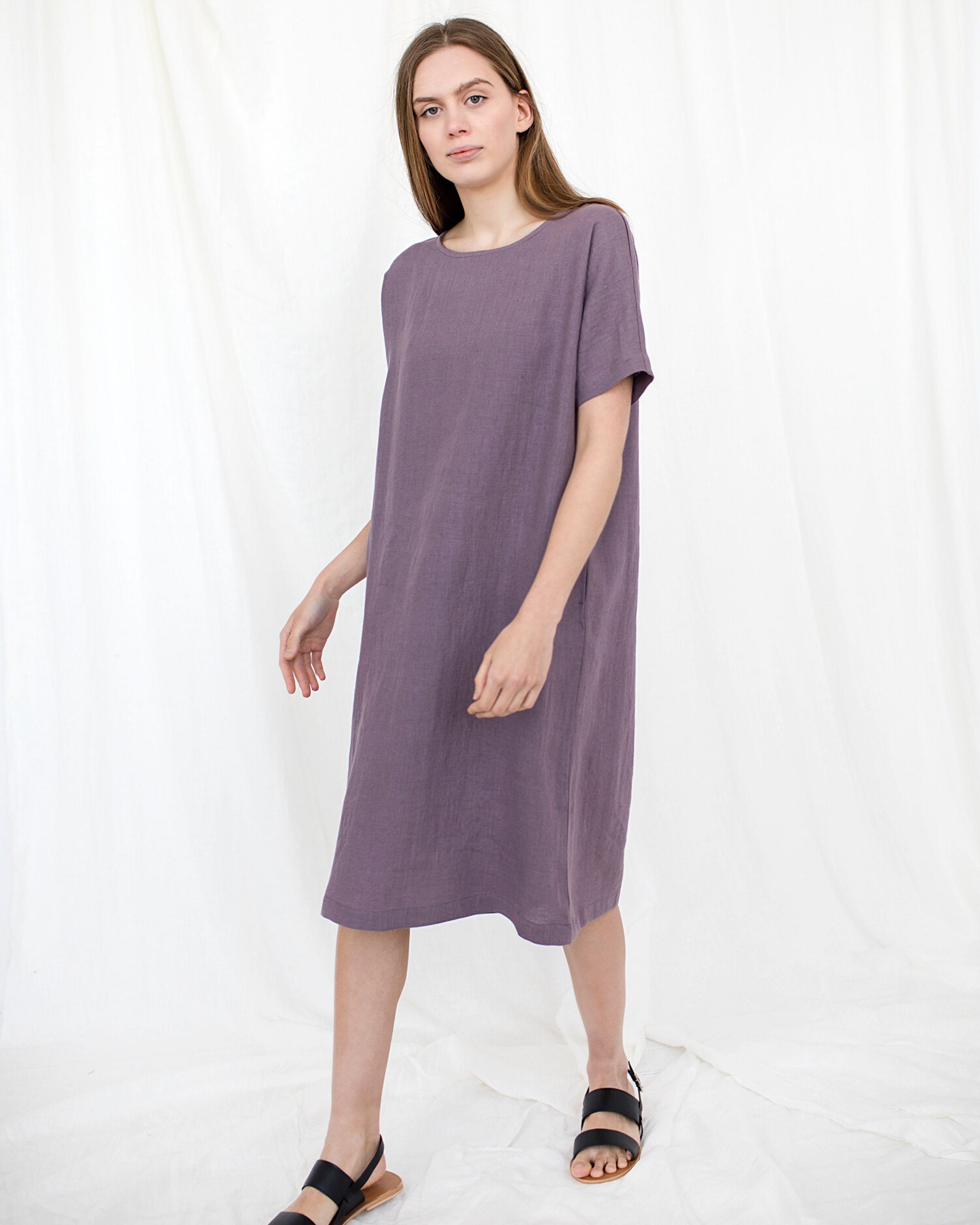 Lithuanian Linen Dress Comfy Dress Loose Linen Dress Plus Size Linen Lounge and Sleepwear Minimalist Clothing Pocket Kaftan Dress Etsy UK