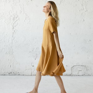 Linen Dress, Loose Linen Dress, Linen Tea Dress, Spring Linen Dress, Linen Sundress, Maternity Dress, Pockets Dress, Women Summer Outfit, image 4