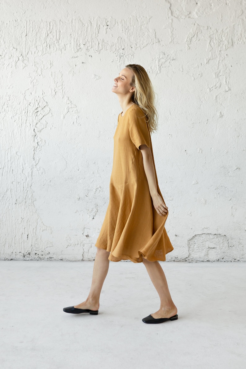 Linen Dress, Loose Linen Dress, Linen Tea Dress, Spring Linen Dress, Linen Sundress, Maternity Dress, Pockets Dress, Women Summer Outfit, image 4