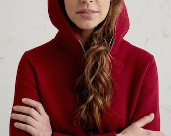 Hoodie met rits, warme hoodie, dameskleding, sweater herfststijl, gezellige sweater, minimalistische hoodie, katoenen hoodie, casual hoodie