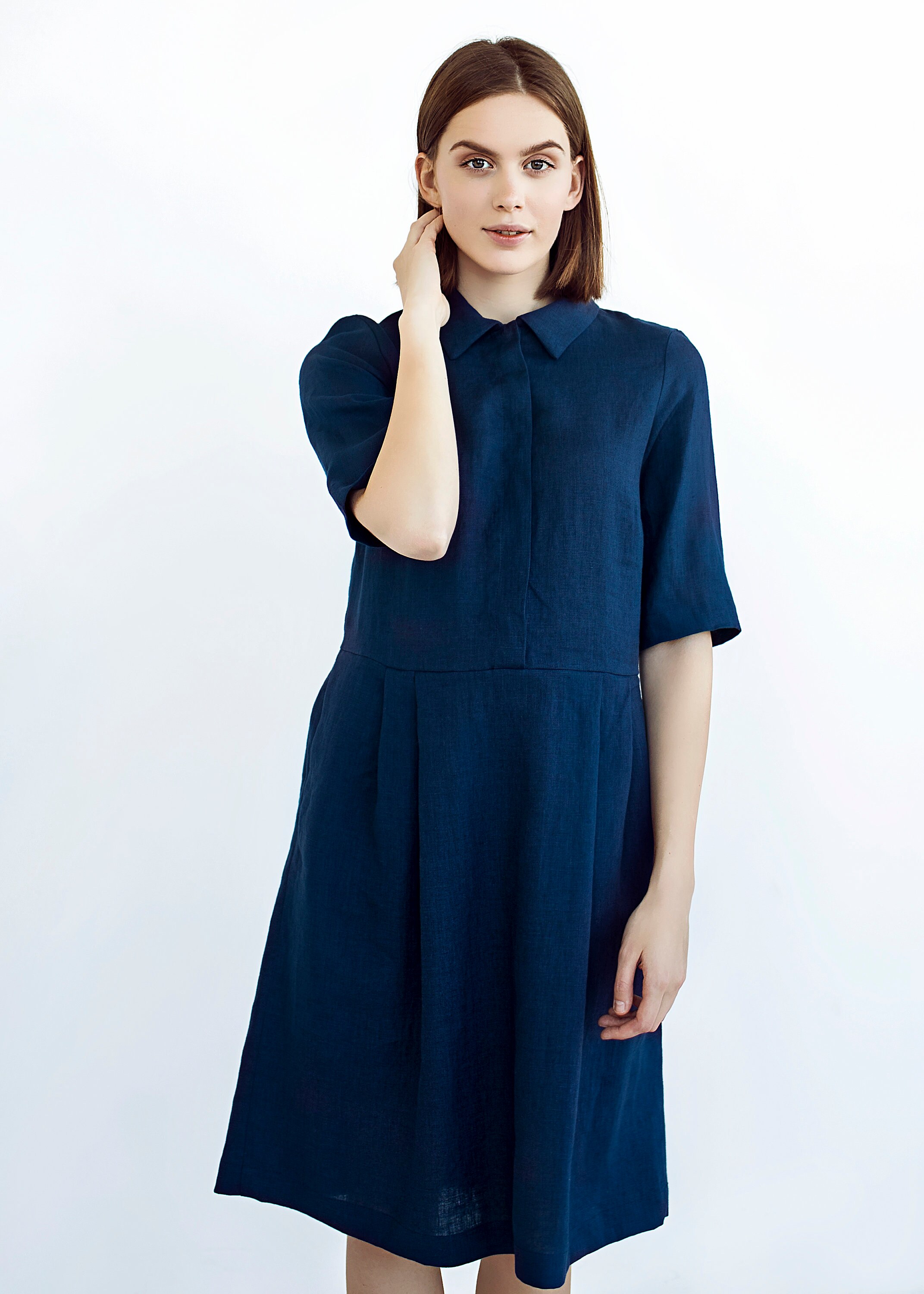 women's linen shirt dress