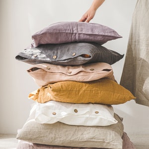 Linen Pillow Case, Linen Pillow Sham, Decorative Pillow Cover, Natural Linen Pillow Cover, Washed Linen Cushion Cover, Linen Square Pillow