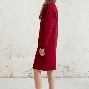 Burgundy Sweater Dress, Winter Womens Clothing, Cotton Dress, Sweatshirt Dress, Jumper Dress For Women, Plus Size Clothing, Maternity Dress image 2