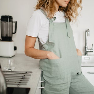 Linen Jumpsuit, Linen Dungarees, Comfy Overall, Maternity Jumpsuit, Apron Jumpsuit, Linen Clothing, Plus Size Linen, Pocket Jumpsuit, Gift