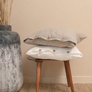 Linen Deco Pillowcase, Throw Pillow Case, Linen Pillow Sham, Natural Linen Cover, Cushion Cover, Square Pillow Case, Scandinavian Decor image 2
