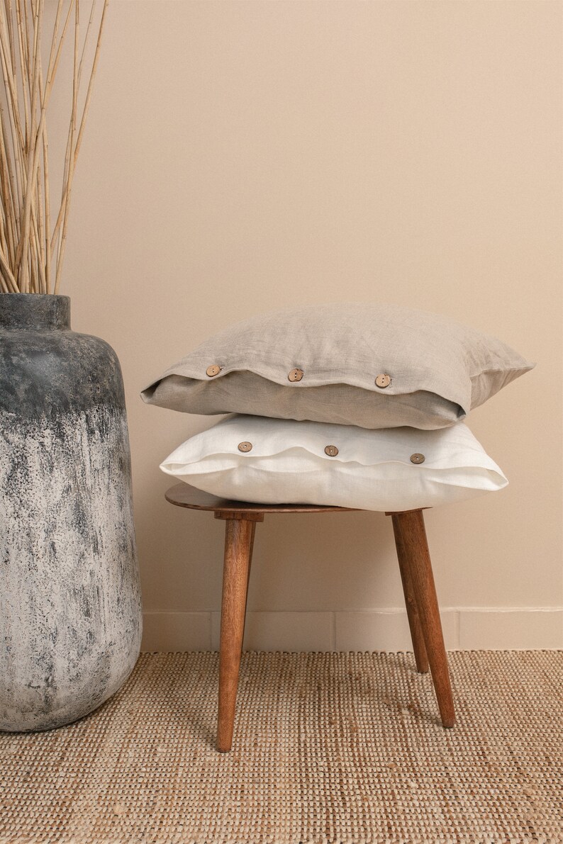Linen Deco Pillowcase, Throw Pillow Case, Linen Pillow Sham, Natural Linen Cover, Cushion Cover, Square Pillow Case, Scandinavian Decor image 2