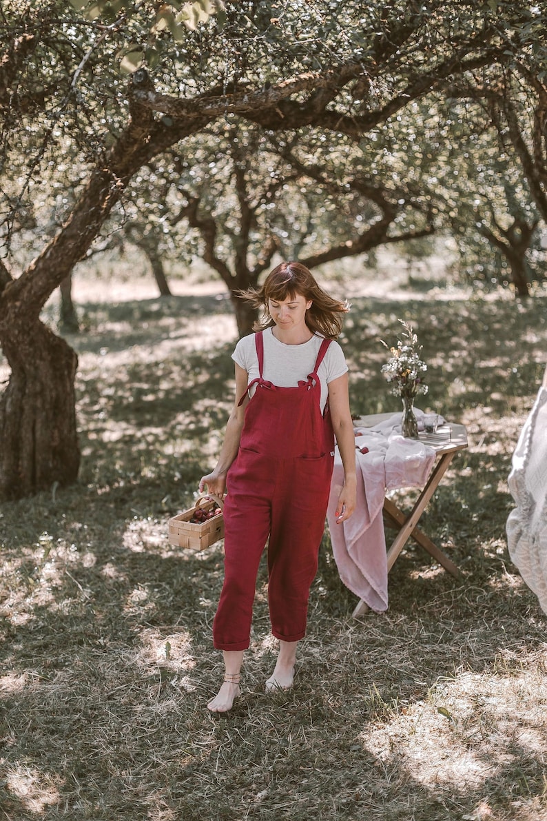 Linen Maternity Dungarees Jumpsuit 
