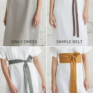 Moderne jurken uit het midden van de eeuw voor bruiloftsgast - Bescheiden moeder van de bruid-jurk met riem - Linnen zomerkleding voor elegante linnen looks afbeelding 5