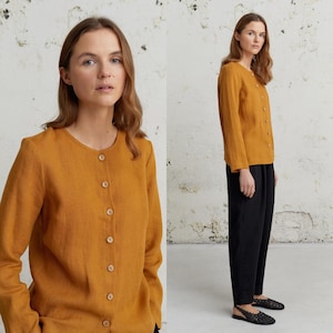 Linen Shirt Jacket, Spring Style Blazer, Long Sleeve Loose Shirt, Linen Clothing, Summer Linen Blazer, Womens Clothing, Minimalist Blazer