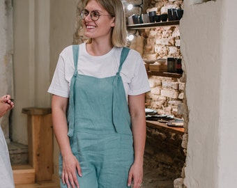 Women Linen Jumpsuit, Maternity Jumpsuit, Capri Jumpsuit, Linen Womens Clothing, Linen Overall, Beach Jumpsuit, Linen Playsuit, Boho Outfit