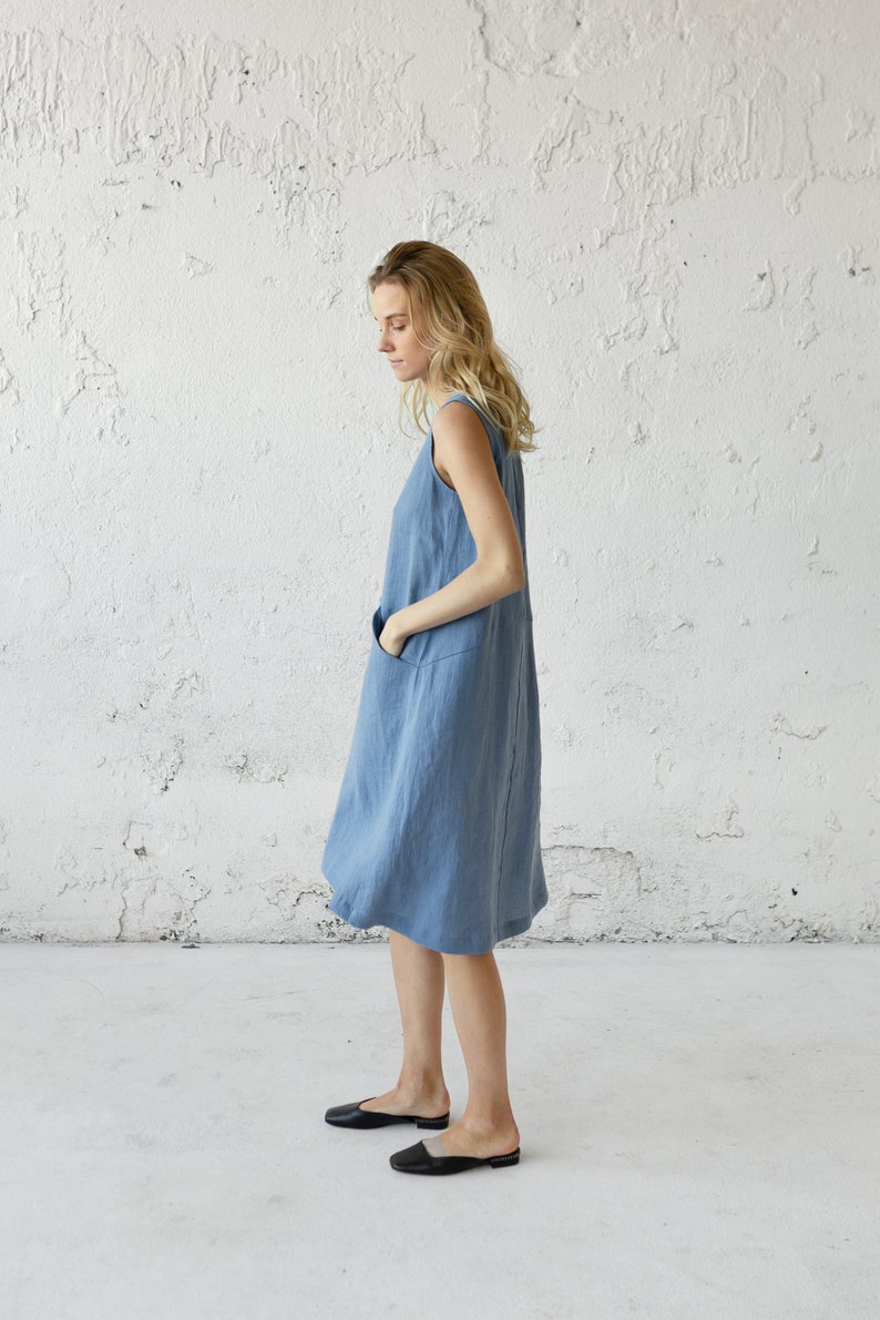 Linen Shirt Dress, Flax Clothing, Loose Women Dress, Linen Summer Dress, Kaftan Dress, Boho Spring Dress, Linen Caftan, Simple Linen Dress image 4