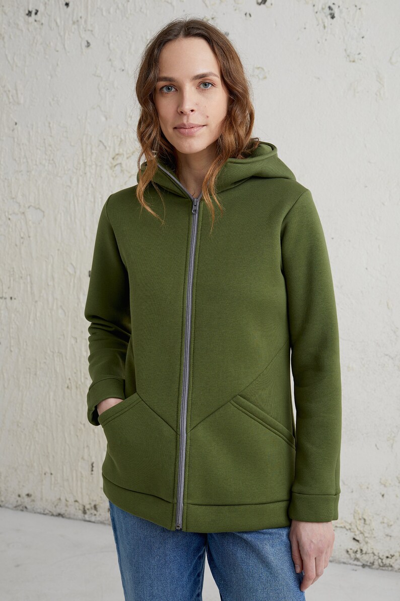 Hoodie med dragkedja, Vinterhoodie, Unika sista minuten-presenter, Damkläder, Jackor och kappor, Casualhoodie, Varm hoodie med fickor bild 2