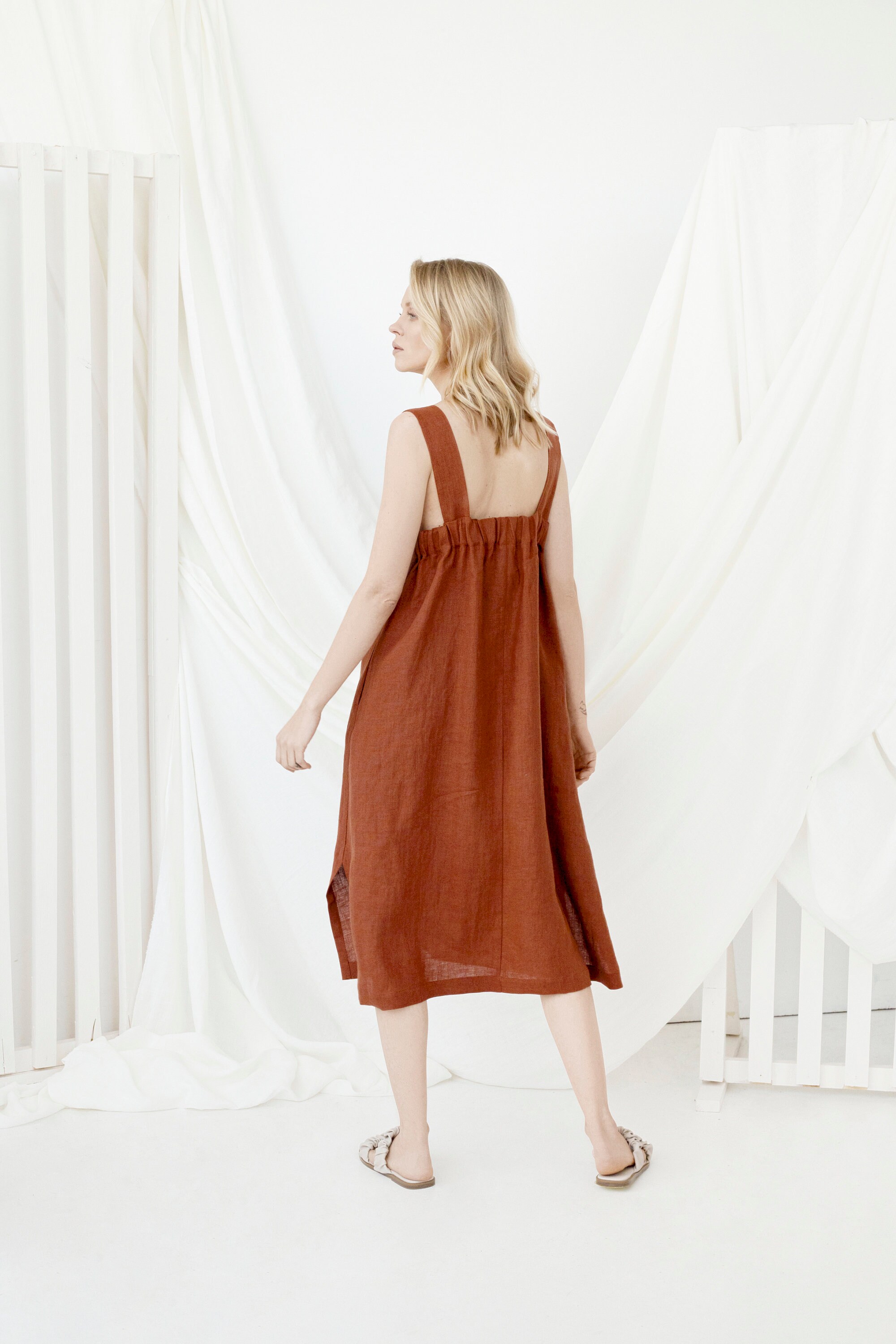 Linen Square Neck Dress, Linen Clothing, Linen Tank Dress Linen Square Neck Dress, Linen Clothing, Linen Tank Dress