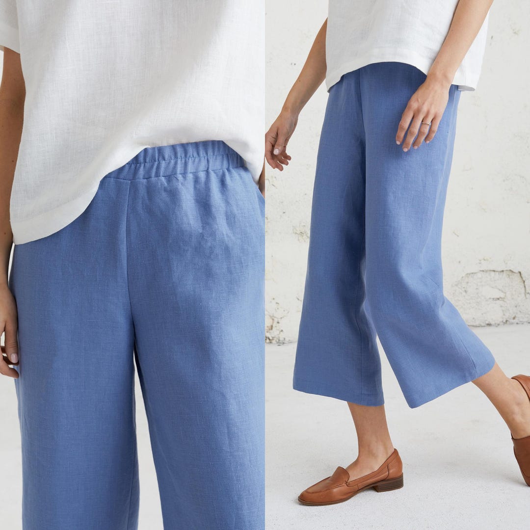 BLUE LINEN PANTS