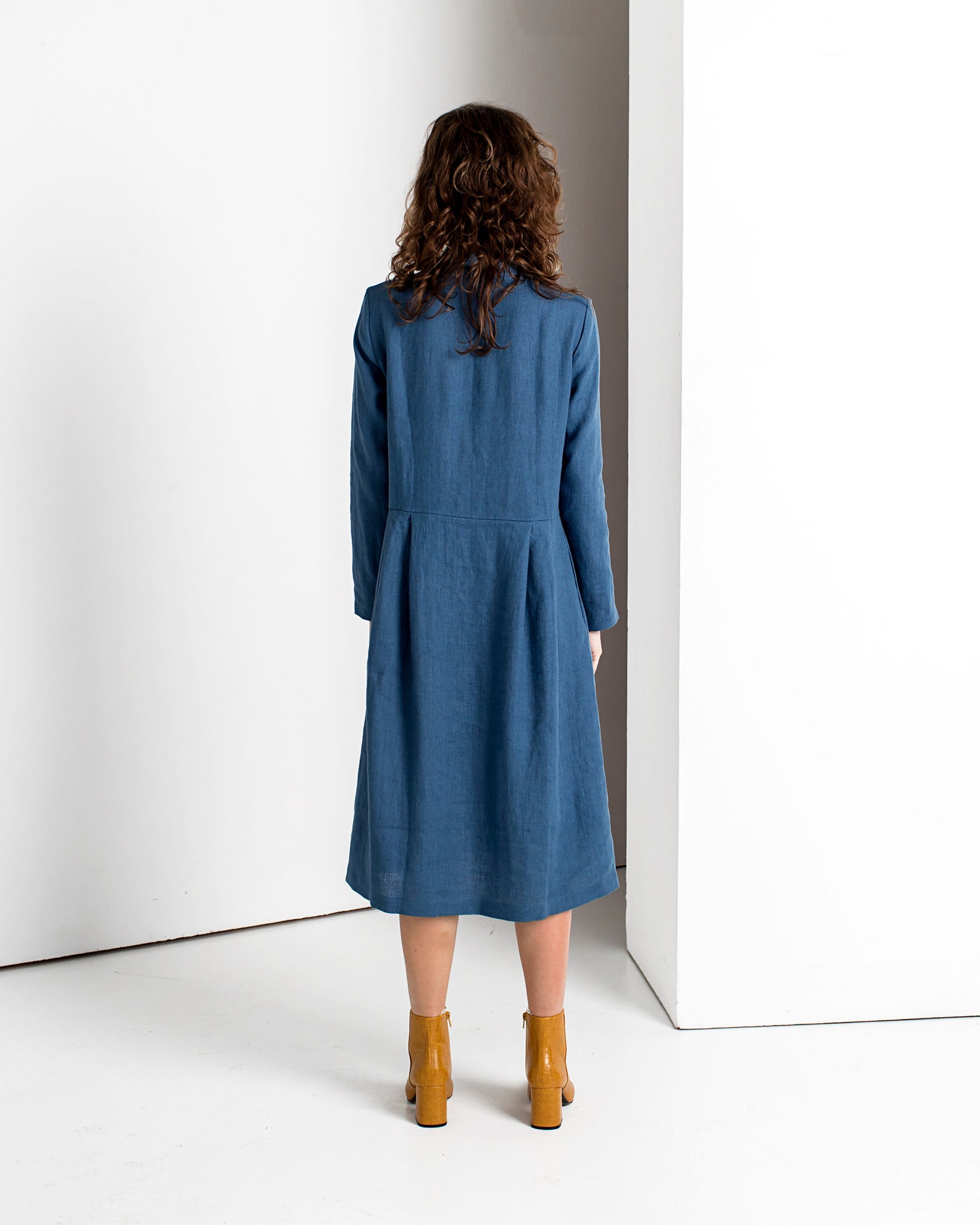 Linen Shirt Dress Red Linen Dress Lithuanian Linen Dress Etsy