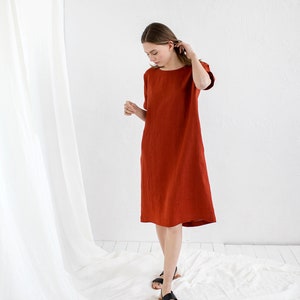 Leinenkleid - Shift Sommer ärmelloses Kleid, Schlichtes Kleid für ...