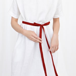 Dünner Leinengürtel, Leinenwickelgürtel, Leinenzubehör, Krawattengürtel, Kleidergürtel, handgefertigter Gürtel, Bandgürtel, Boho-Gürtel, Minimalistischer Gürtel