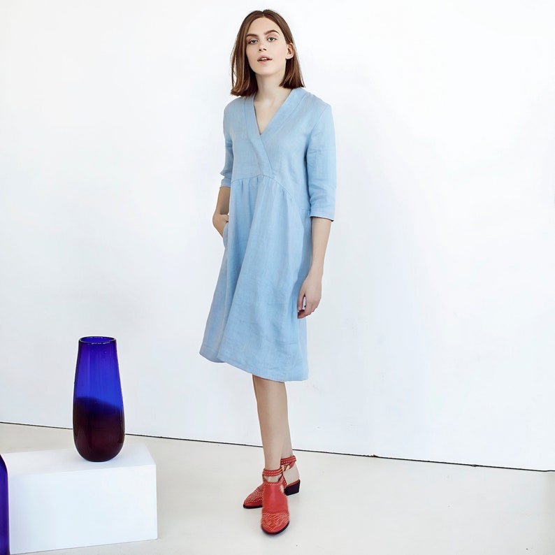 Loose Linen Dress Linen Maternity Dress Plus Size Wrap Etsy