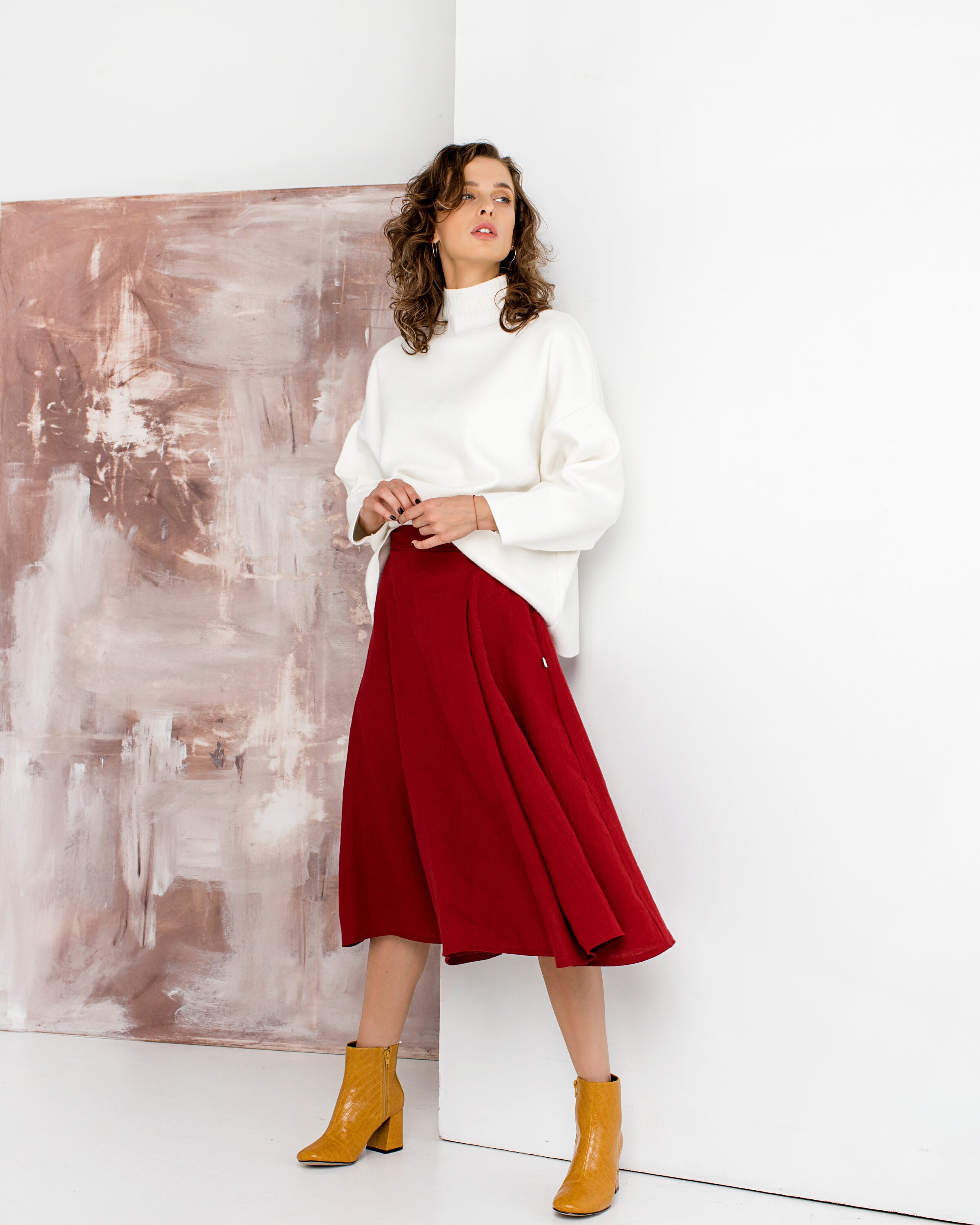 Formal red skirt clearance outfit