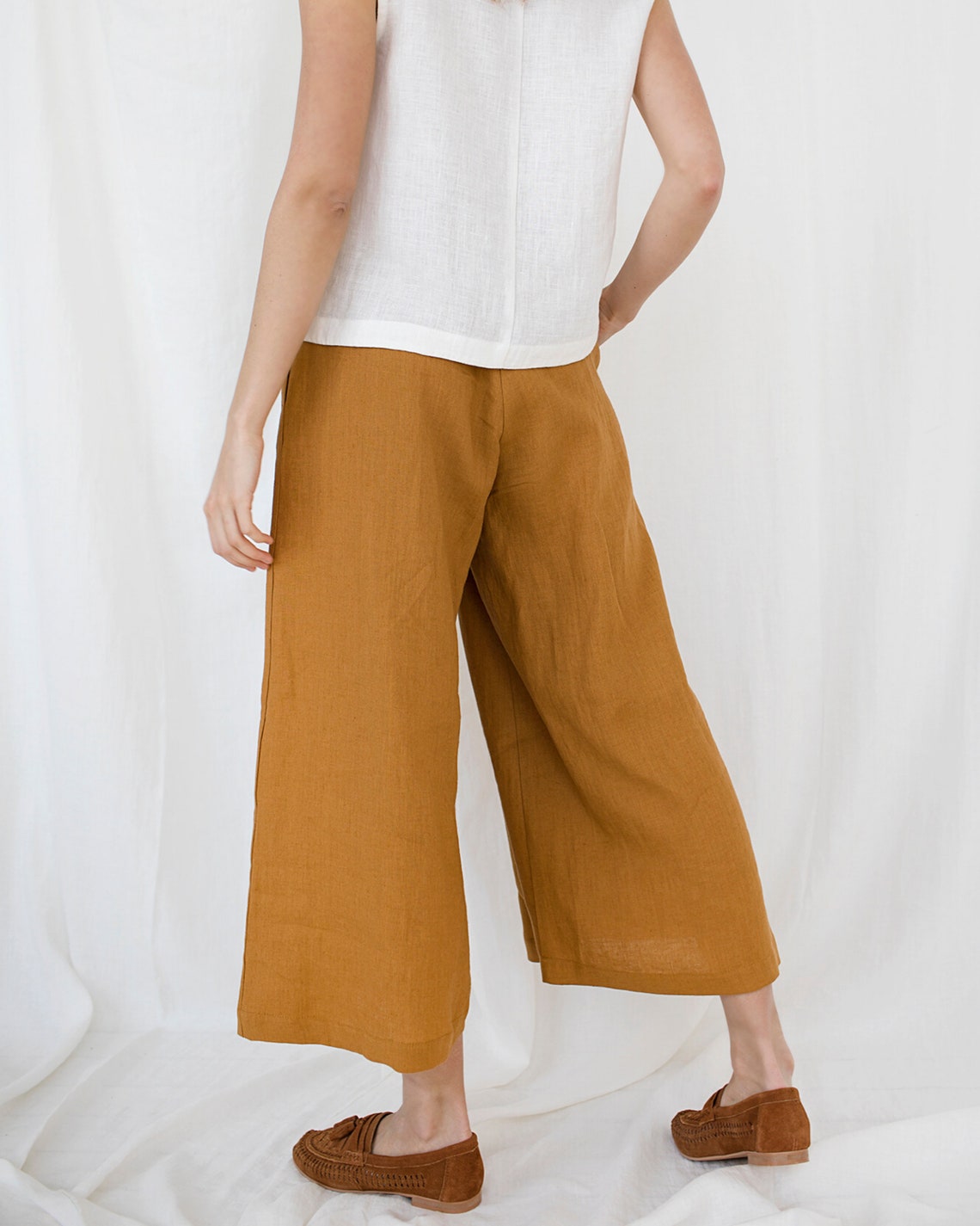 Mustard Linen Pants Wide Leg Pants Maternity Trousers Linen Etsy
