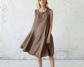 Linen Women Dress, Sleeveless Dress, Pure Linen Dress, Loose Dress, Flax Dress, Plus Size Clothing, Linen Summer Dress, Vacation Dress