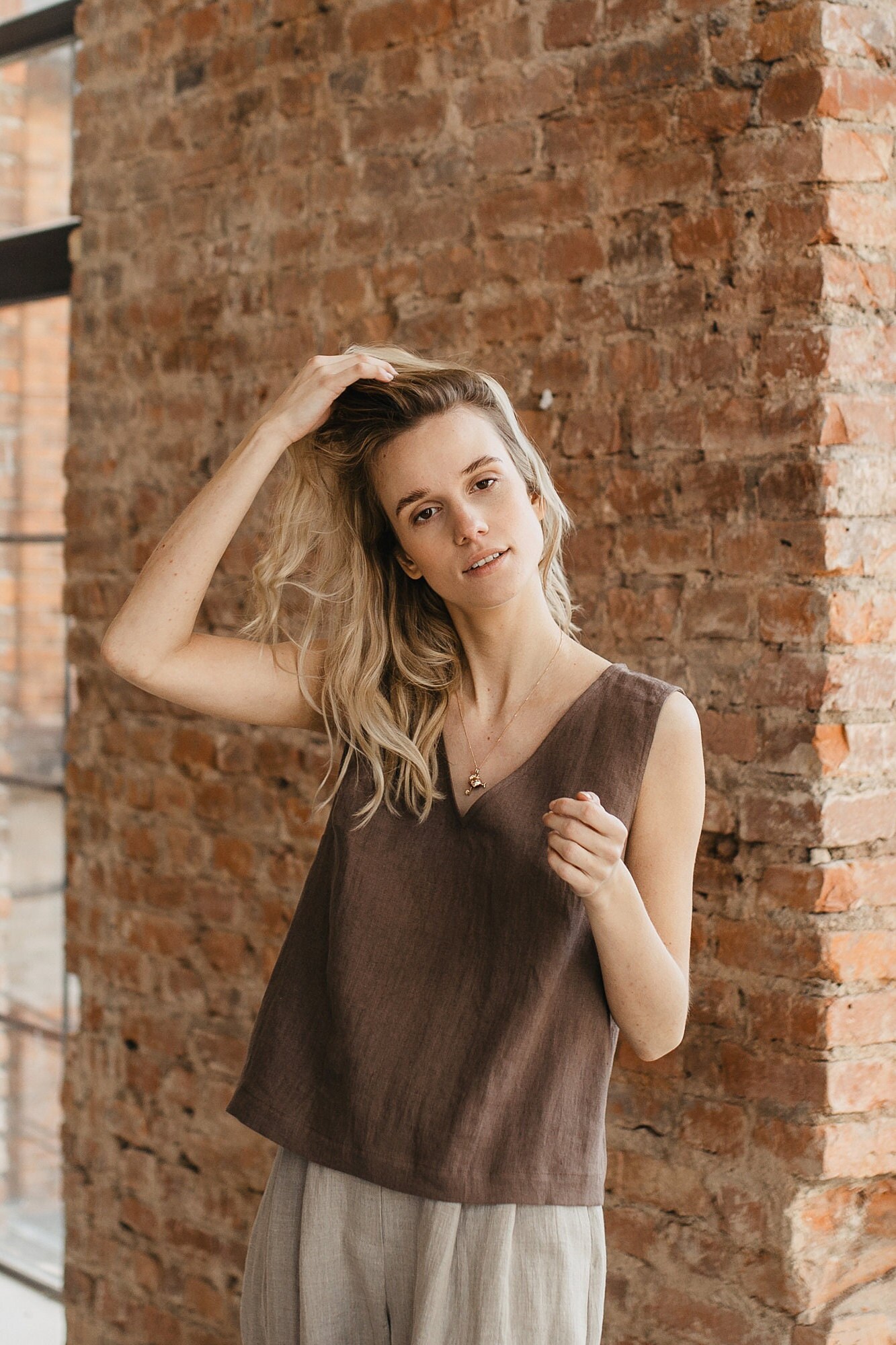 Sleeveless Linen Top, Boho Clothing, Mid Century Modern