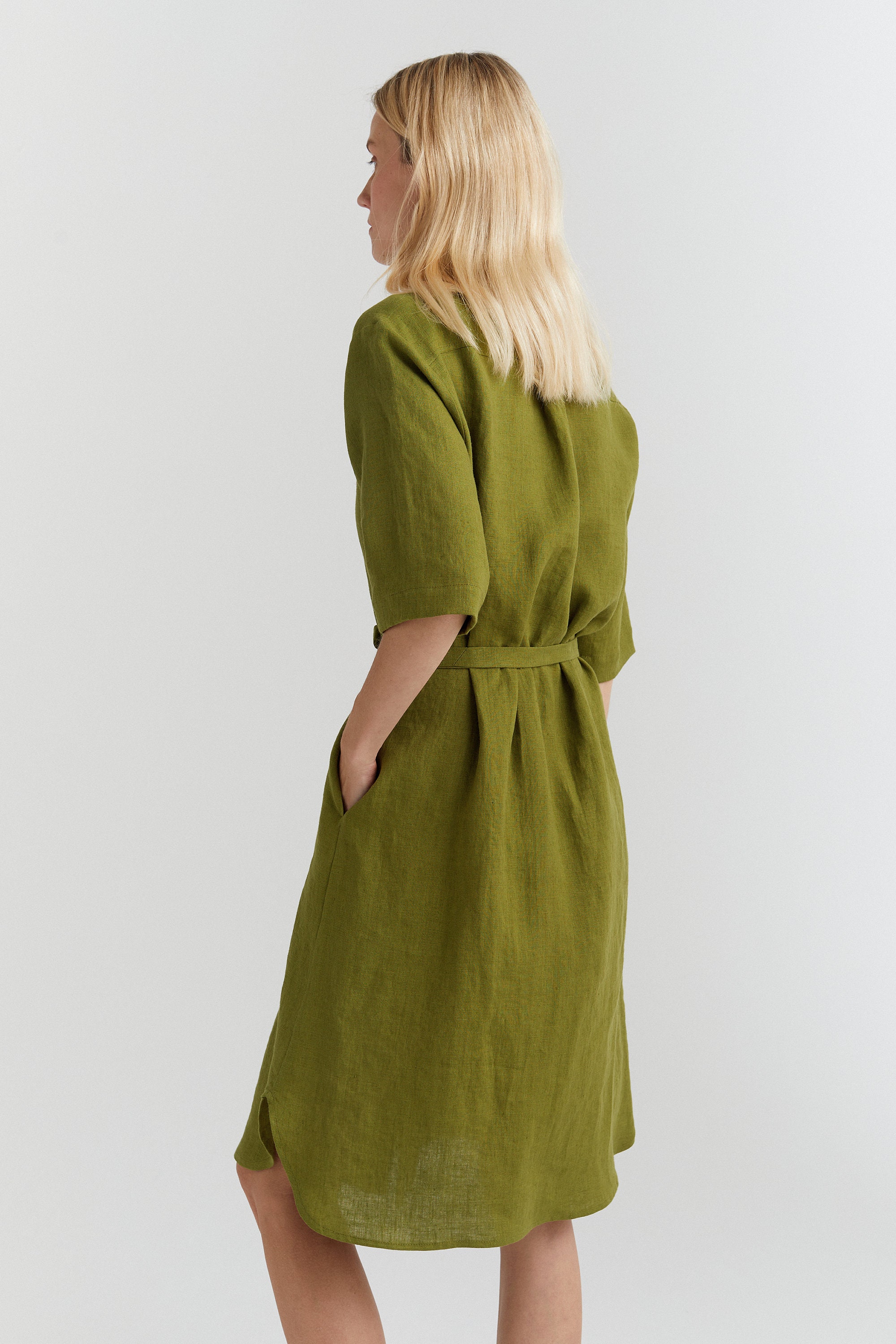 light green dress zara Rhiona Linen Shirt Dress