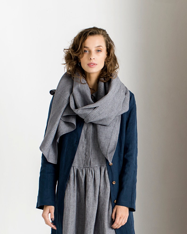 Linen Long Scarf Linen Neck Wrap Linen Scarf Pashmina Etsy