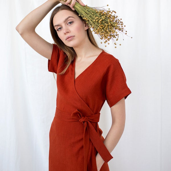 Red Linen Dress - Etsy