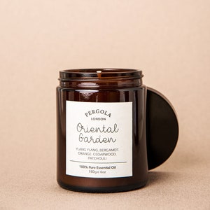 Oriental Garden - Vegan Scented Natural Wax Candle with 100% Pure Essential Oils