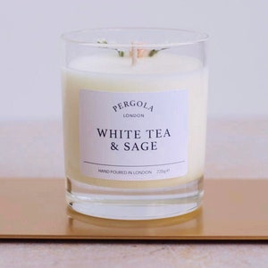 Candle Soy - White Tea Sage - Scented Soy Candle - Handmade Candle - Natural Candle - Vegan Candle -  Dried Flowers